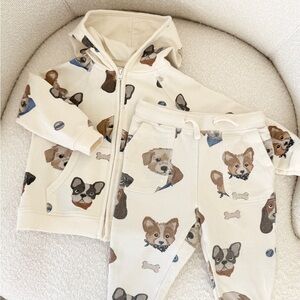 Angel Dear French Terry Vintage Puppy Matching Set / 6-12 Months
